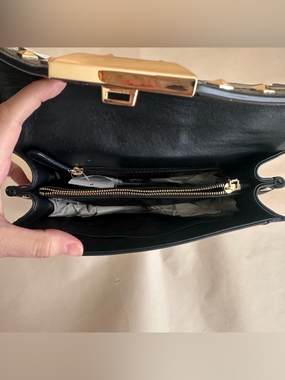 NWT Michael Kors Whitney Butterfly Camo Bag Black Leather Shoulder Crossbody Y2K - Picture 5 of 11